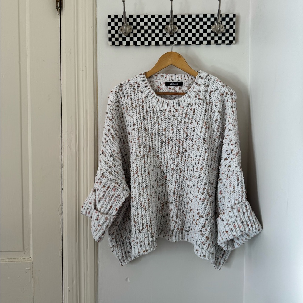 Oversized Multicolor Textured Knit Sweater